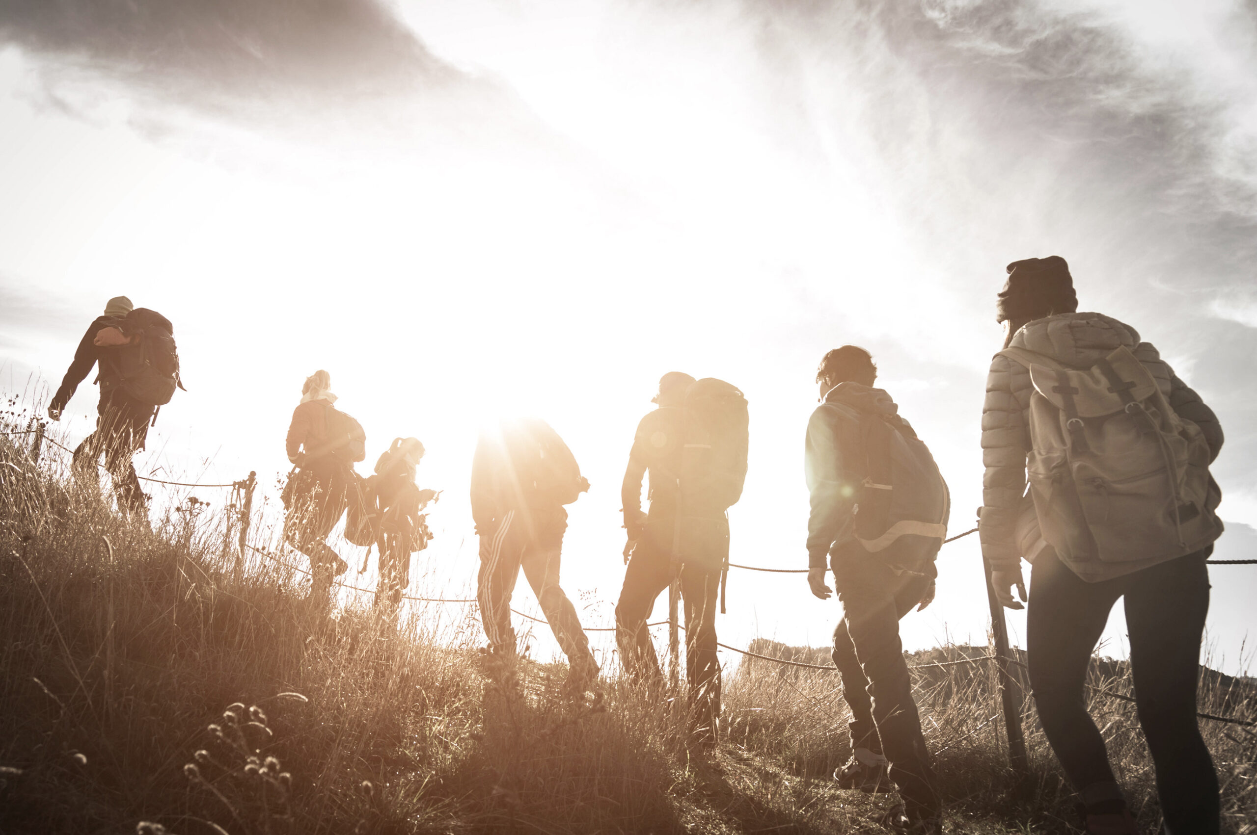 group-of-hikers-walking-on-a-mountain-at-sunset-2022-12-17-03-39-58-utc